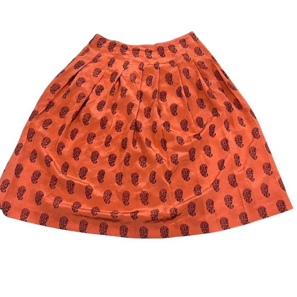 Madewell Skirt Womens Size 6 Orange & Black Geometric A-Line Midi